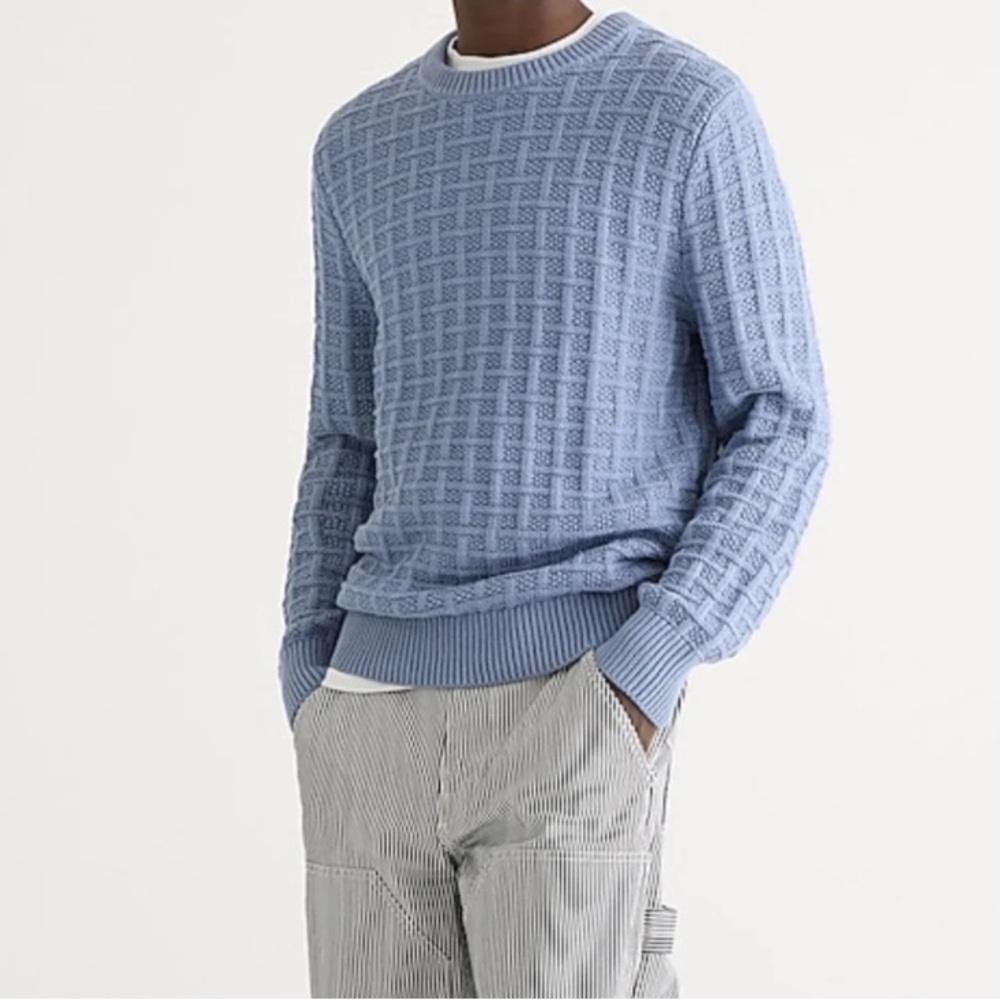 J. Crew Men’s Cotton Sweater in Checkered Stitch Size Medium